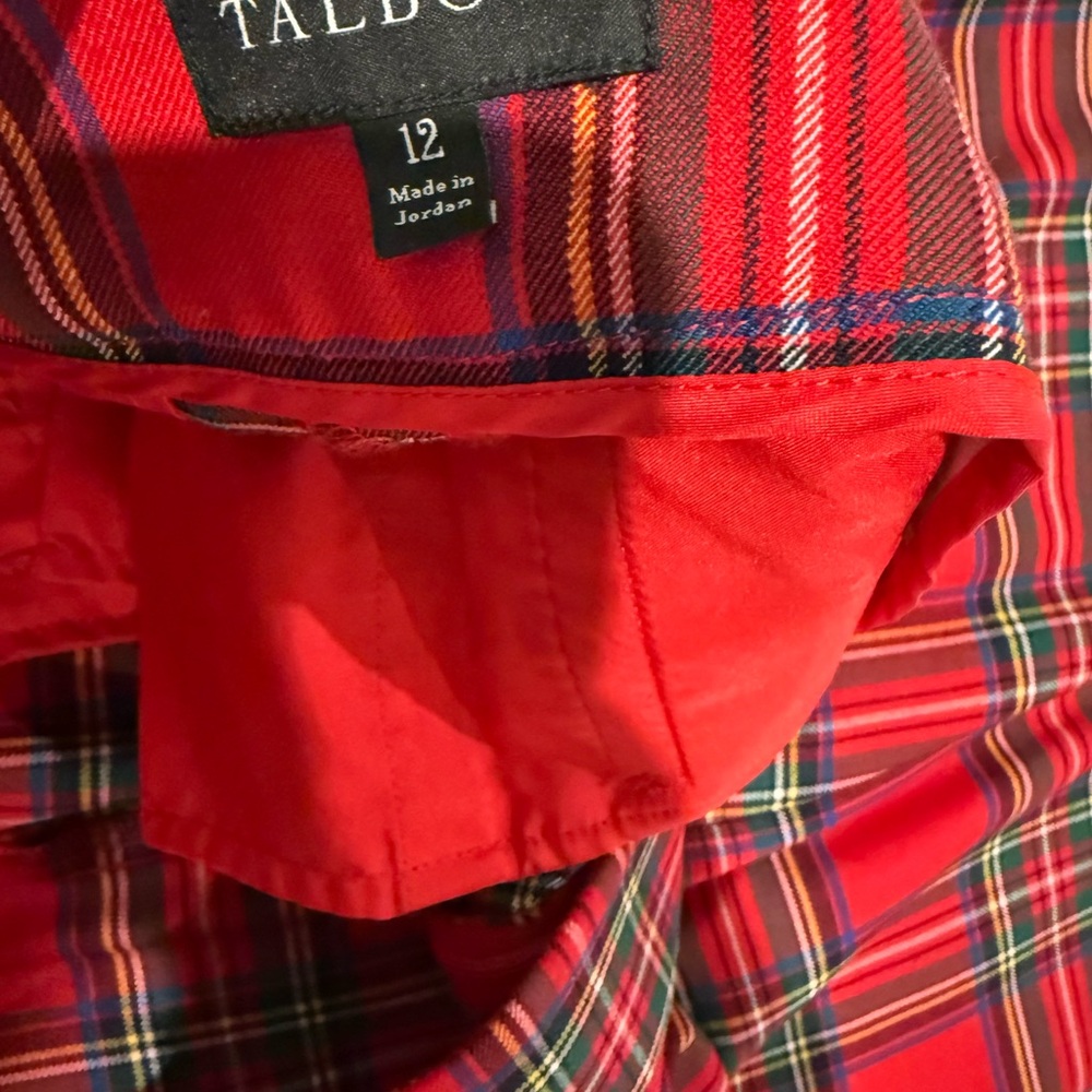 Talbots Red Plaid Pants size 12